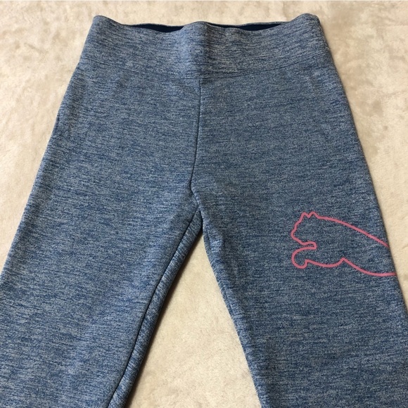 NWOT Puma Heathered Blue/Pink Fleece Lined Youth Leggings Size XL (14/16) - Picture 2 of 12